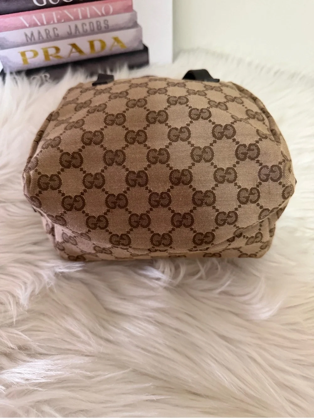 Gucci Brown GG Canvas Mini Boston Style Top-Handle Bag.